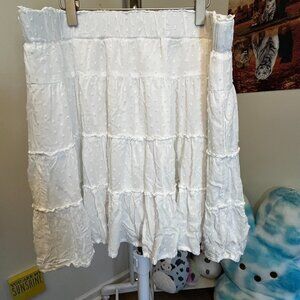 LOFT White Swiss Dot Tiered Ruffle Mini Skirt Size Large